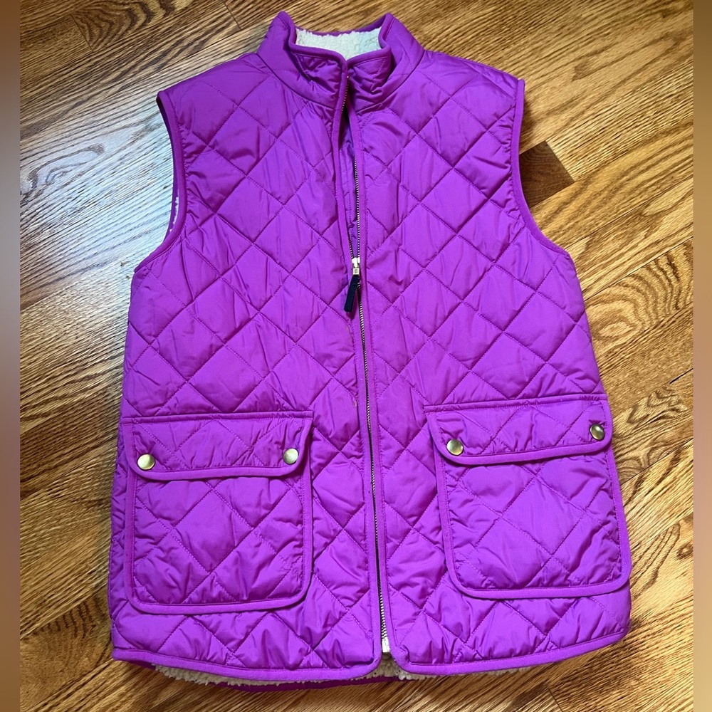 Crewcuts quilted sherpa lined vest in purple